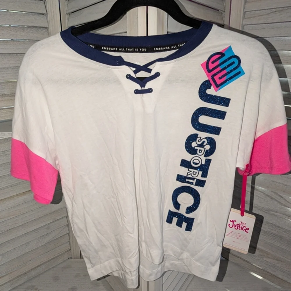 Justice Kids' Pink and White‎ Sporty Tops Set